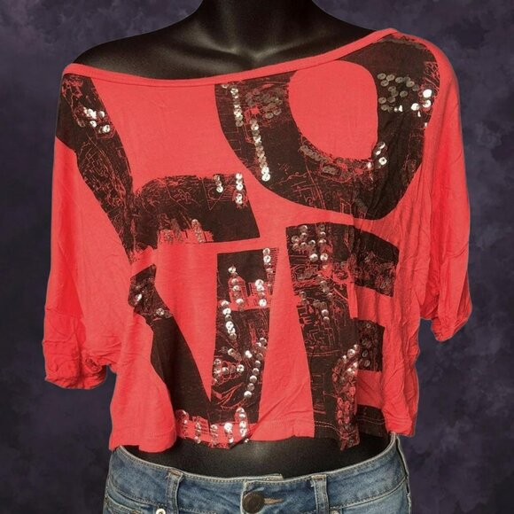 UK2LA Cityscape Coral Crop Top - Picture 1 of 7